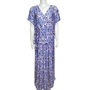 Koh Koh Maxi Dress Womens Size 4X Short Sleeve V Neck Elastic Waist Pullover